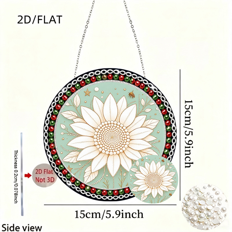 Elegant Floral Acrylic Pendant with Pearl Edging, Gift for Her